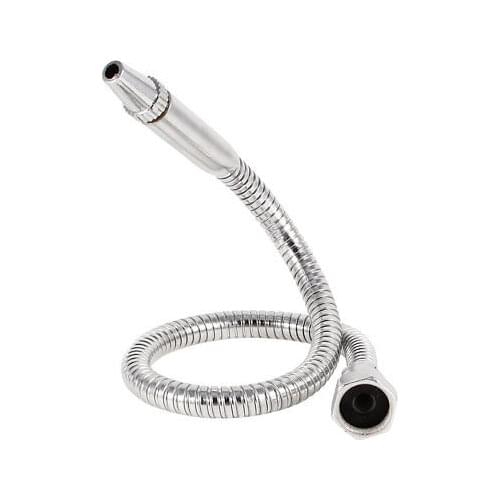 Milling Silver Tone Metal 20mm Thread Round Nozzle Flexible Oil Coolant Pipe