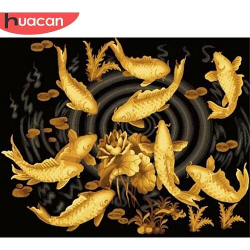 HUACAN Full Square Diamond Painting Fish Mosaic Rhinestone DIY Diamond Embroidery Cross Stitch Animal Home Decoration