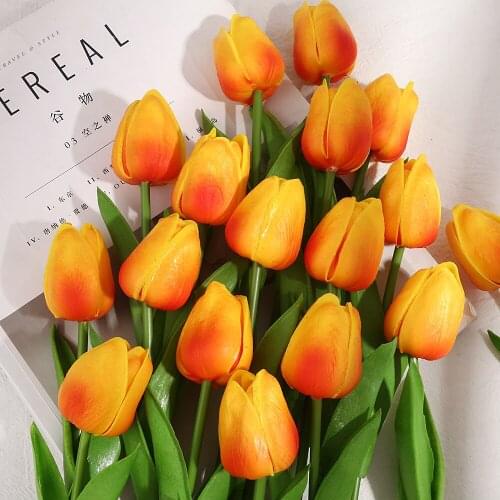 Artificial Flowers Home Decoration Real Touch Tulips Flowers Bouquet Birthday Party Wedding Decoration Fake Flower 6pcs