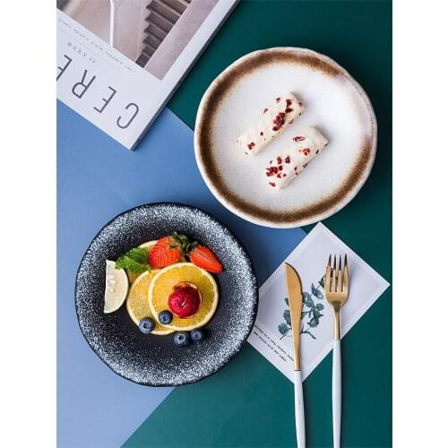 7.5 Inch Dish Creative Home Ceramic Dishes Japanese Tableware Steak Plate Western Plate Round Fruit Salad Plate Cute