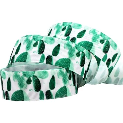 [IuBuFiGo] 90 yard 1" 25mm Flowers Printed Grosgrain ribbon Green ribbons DIY Bows Wedding Party Decoration 1223
