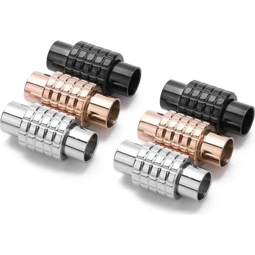 2Pcs/lot Gold 10x20mm Strong Stainless Steel Magnetic Clasps Diy Connectors Findings Fit 6mm Hole Leather Cord Bracelets