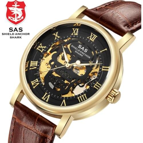 Shark brand For men 3D full automatic mechanical watch Tourbillon Luxury fashionable Belt made of Man Skeleton Business Watch