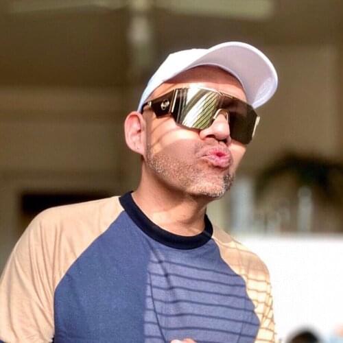 Metal frame mask sunglasses for men