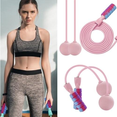 2 in 1 Skipping Rope Set Single Long Rope and Weight Ball Cordless Jump Rope Professional Fitness Equipment for Home Office Gym