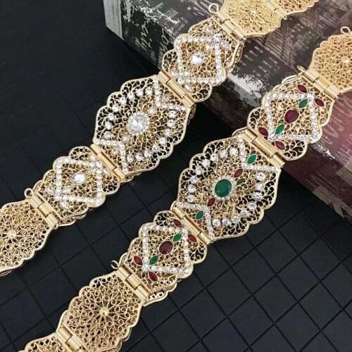 Delicate Moroccan Style Small Size Belt With Diamond Rhinestone Inlay For Ladies Waist Chain Body Belly Chain Length Adjustable