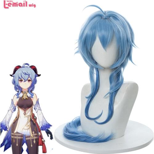 L-email wig Game Genshin Impact Ganyu Cosplay Wigs Gradient Blue Long Cosplay Wig Two Tone Colors Heat Resistant Synthetic Hair