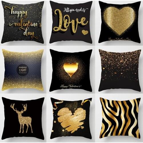 Valentines Day Gold Pillowcases Love Printed For Cushion Cover Decorative Pink Throw Pillow Covers Living Home Decor 45*45cm/Pc