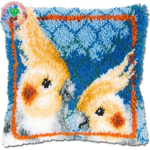 Parrot pillow cushion decor carpet Latch hook rug kits Pillowcase home pillow carpet crochet hooks hook rug cushion embroidery