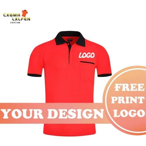 7-color summer color matching plus pocket lapel short-sleeved shirt POLO shirt custom LOGO printing DIY brand text
