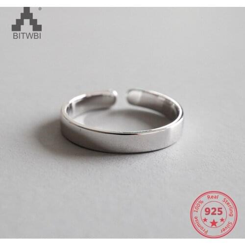 S925 Sterling Silver Fashion Personality Style Simple Smooth Open Ring