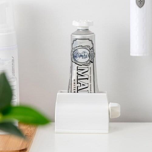 Toothpaste Rack Ointment Squeezer Desktop Storage Lazy Frame Punch-Free Shelf Facial Cleanser Manual Control Simple Easy White