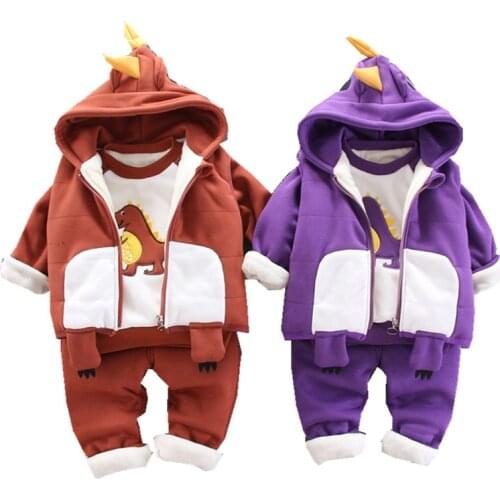 2020 Warm Baby Girl Clothes 3PCS Suits Plus velvet Thicken snow Warm clothes High-end Children Casual Baby Boy Clothing Sets