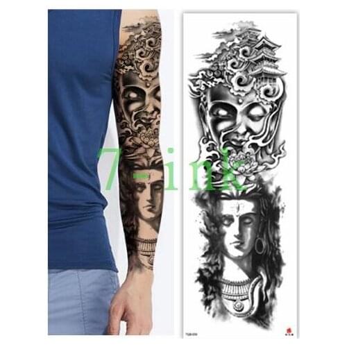 Waterproof Tattoos Sticker Full Arm tower goddess White clouds tattoo Water Transfer flash tatoo fake tattoo for men women
