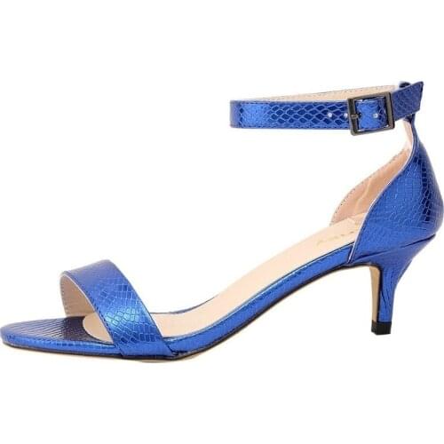 New Women Pumps Shoes Faux Crocodile Open Toe Ankle Straps High Heels Summer sandalias de tacon