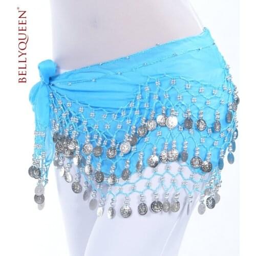 Women Women Belly Dance Hip Scarf Belt 158 Pieces Silver Coins Belts Oriental Dance Hip Scarves Belly Dancing Jewery 13 Colors