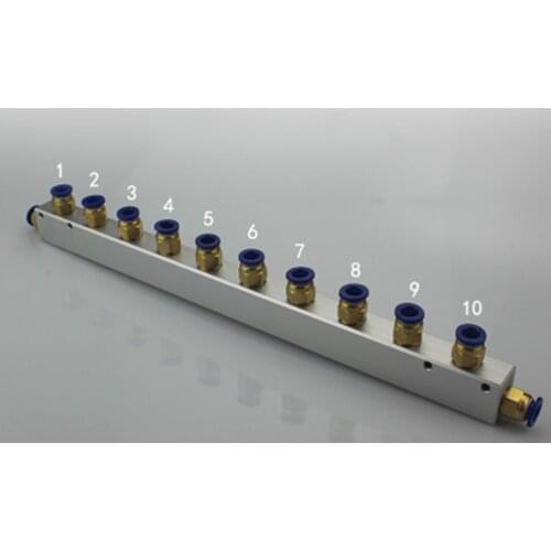 A Kit Push Fit 8mm 10 Way Pneumatic Air Manifold Block Splitter With Couplers
