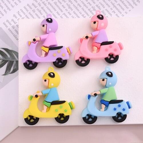 10Pcs Cartoon Motorcycle Doll Flat back Silicone Crafts PVC Soft Rubber Pendants DIY Jewelry Making Keychain Accessories Gift