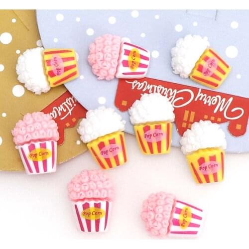 10Pcs Resin Flatback Artificial Popcorn Buttons Embellishments Scrapbooking Accessories Hairpin Accessories