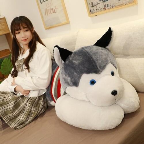 120cm Cute Husky Plush Toy Simulation Dog with Clothes Stuffed Long Pillow Soft Animal Appease Toy for Baby Kids Birthday Gift