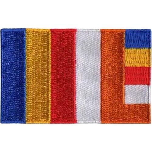 2.5" Buddhism Flag Patch/Embroidered Patch Maker flat broder iron on backing free shipping by Post