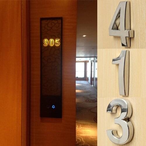 3.5cm/5cm ABS plastic Modern Silver Plaque Number House Hotel Signs on the Door Number Address Digits0123456789 Sticker Plate