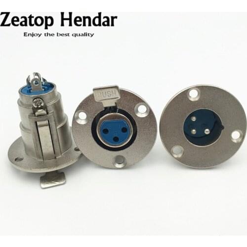 50Pcs High Quality XLR 3 Pin Male or Female Round Panel Socket Connector 3Pins XLR Metal with 3 Hole Adapter