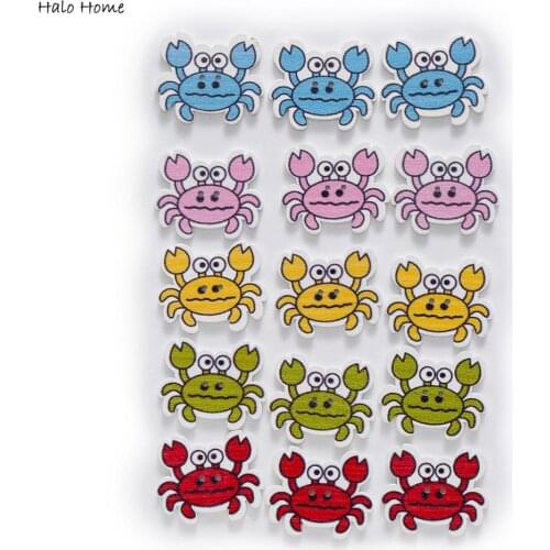30pcs Cartoon Crab Wood Buttons Sewing Scrapbooking Clothing Headwear Handmade Crafts Home Decor Accessories DIY 30x25mm