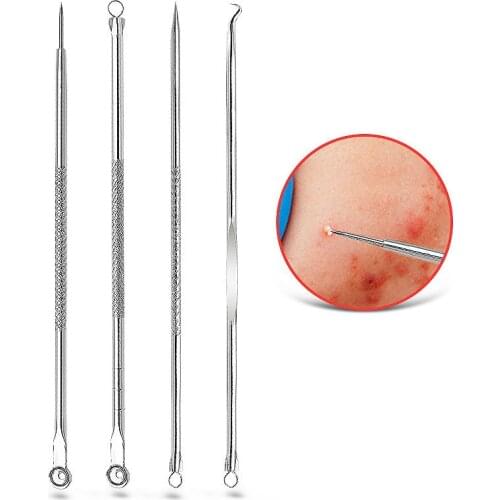 4Pcs Stainless Steel Blackhead Remover Tool Kit Professional Blackhead Acne Comedone Pimple Blemish Extractor Beauty Tools