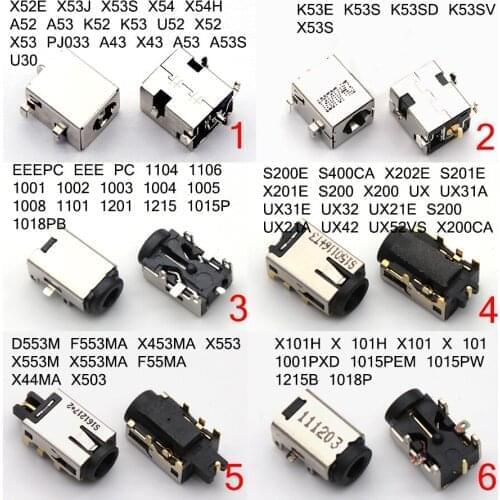 5pcs DC Power Jack Connector Charging Port for AUSUUL20 UL20A UL20FT W3000 M51S N60D Z92T X59SL G73S G73SW G73W A8 A8J A8JP A8S