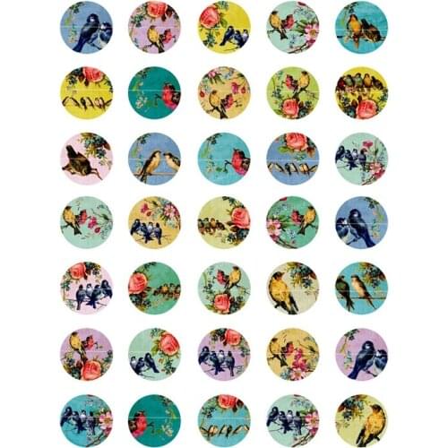 70PCS 12mm Handmade Photo Round Glass Cabochon -Image Glass Cabochon-(Flowers )-(HPGC-C)