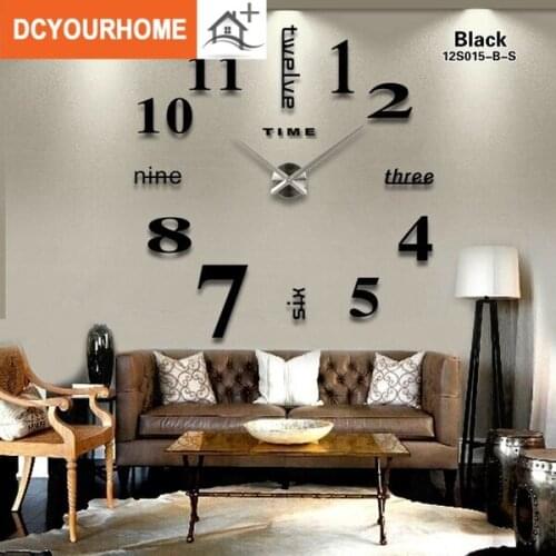 Acrylic Modern DIY Wall Clock 3D Mirror Surface Sticker Home Office Decor