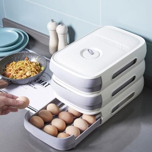 Egg Holder Organizer Box Food Container Convenient Refrigerator Eggs Storage Boxes Durable Drawer Box Case Kitchen Product