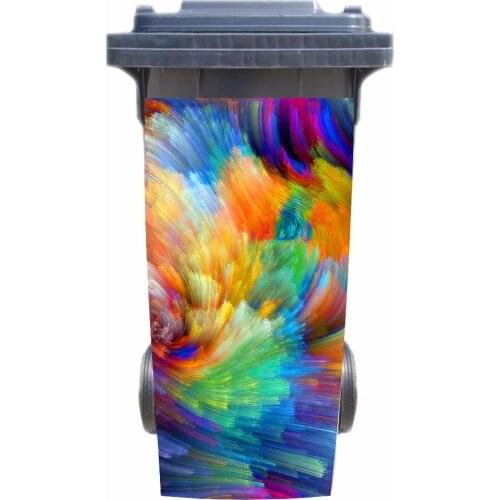 DIY 3D Colorful drawing removable Waterproof Sticker Decals Rubbish bin trash can Cover sticker poster 120liter 240liter