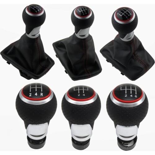 For Audi A4(2001-2008) B6(2001-2005) A6 C5(2001) For Seat Exeo(2011) Leon(2000) Matte Red Ring Gear Shift Knob Boot Frame