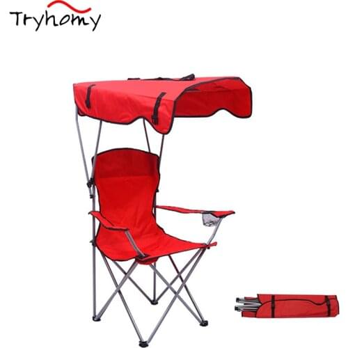 S-tadpoles Portable Beach Chair With Shade Canopy Outdoor Equipment Metal Folding Chair For Camping Beach Fishing Tools Seat