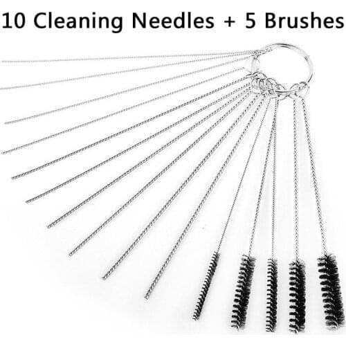 Carburetor Carbon Dirt Jet Remove 10pc Cleaning Needles + 5 Brushes Tool Kits Carburetor Engine Carbon Cleaner for Car&Motor