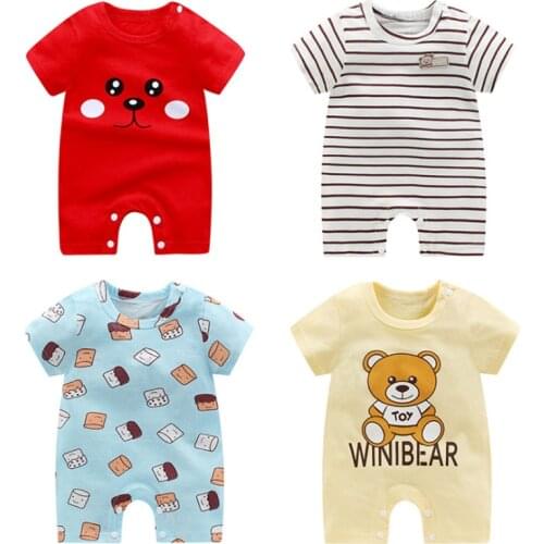 2021 Newborn Baby Romper Infant Cotton Short Sleeve Boy Baby Babies Toddlers Clothes Cotton Costume Pajamas
