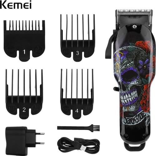 Kemei Cordless Powerful Hair Clipper Professional Graffiti Hairdressing Hair Trimmer Electric Men Beard Hair Cutting Machine F35