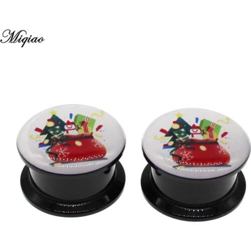 Miqiao 2pcs Hot-selling Christmas Ornaments Christmas Tree Ear Expansion Threaded Tunnel Earplugs Piercing Ornaments