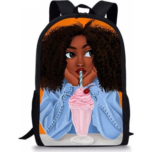HaoYun Fashion Childrens Backpack Black African Afro Girls Pattern 16-inch School Bags Kawaii Girls Designer Kids Book Bags