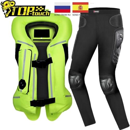 Men Motorcycle Jacket Breathable Motocross Chaqueta Moto Reflective Air Bag Veste Moto Protective Motorcycle Pants Equipment