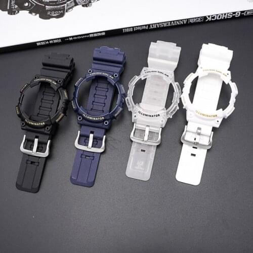 Men Silicone Watchband for Casio AQ-S810 Sport Wristband Stainless Steel Buckle AQ-S810W Bezel Frame Bracelet Strap Band Belt