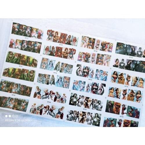 Nail Art Sticker Cartoon Wife Image Popular Comics Character Nails Nail Decals Comic Book Female Nails Sticker Accesoires #37-48