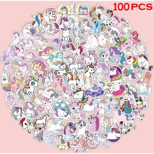 100pcs Unicorn Sticker Cartoon Sticker for Skateboard Motorcycle ScrapbookDiy Toy Laptop Snowboard Luggage