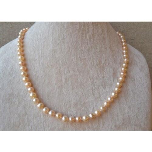 Wedding Pearl Necklace Pale Pink Genuine Freshwater Pearl Necklace 6-7mm Single Real Pearl Fashion Jewelry For Women Gift