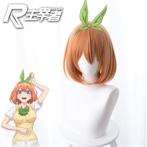 Nakano Yotsuba Wig Short Orange Hair Wig Anime The Quintessential Quintuplets Cosplay Hair Synthetic Cosplay Wig 30cm