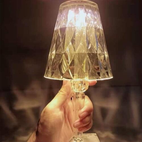 Rechargeable Bedroom Living Room Acrylic Table Lamp Study Crystal Table Lamp Art Bedside Night Light Indoor Lighting Table Lamp