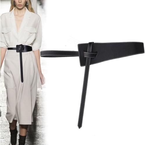 Fashion PU Leather Belt For Women High quality Knotted Wide Waist Straps Lady Dress Coat Sweater Decoration Waistband
