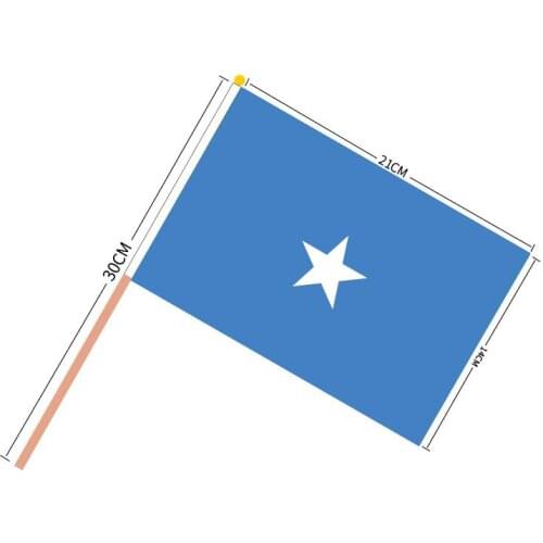 Free shipping 14*21cm 100 PCS/ lot Somalia Hand Flag Polyester Small Size Flying Banner Custom hand flag